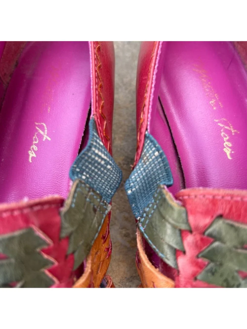 Vintage Mister Shoes Womens Boho Woven Leather Shoes Size 7 Rainbow Indie